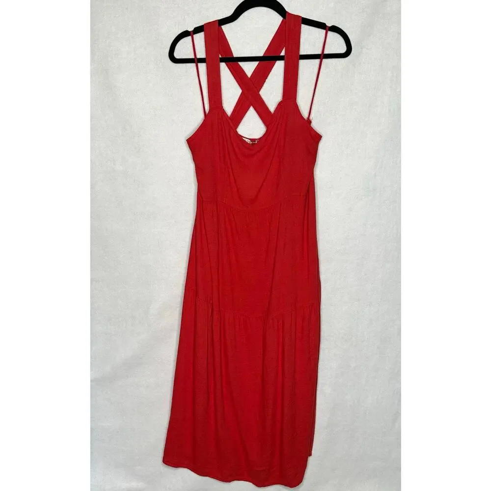 NWT Valentina Naldi Italian Red Linen Blend Crossback Sundress – Size L - Picture 1 of 11